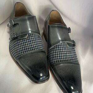 Elegant Black and Gray Double Monk Strap Oxfords